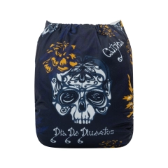 ALVABABY One Size Positioning Printed Cloth Diaper -Skull and leaves (YDP52A)