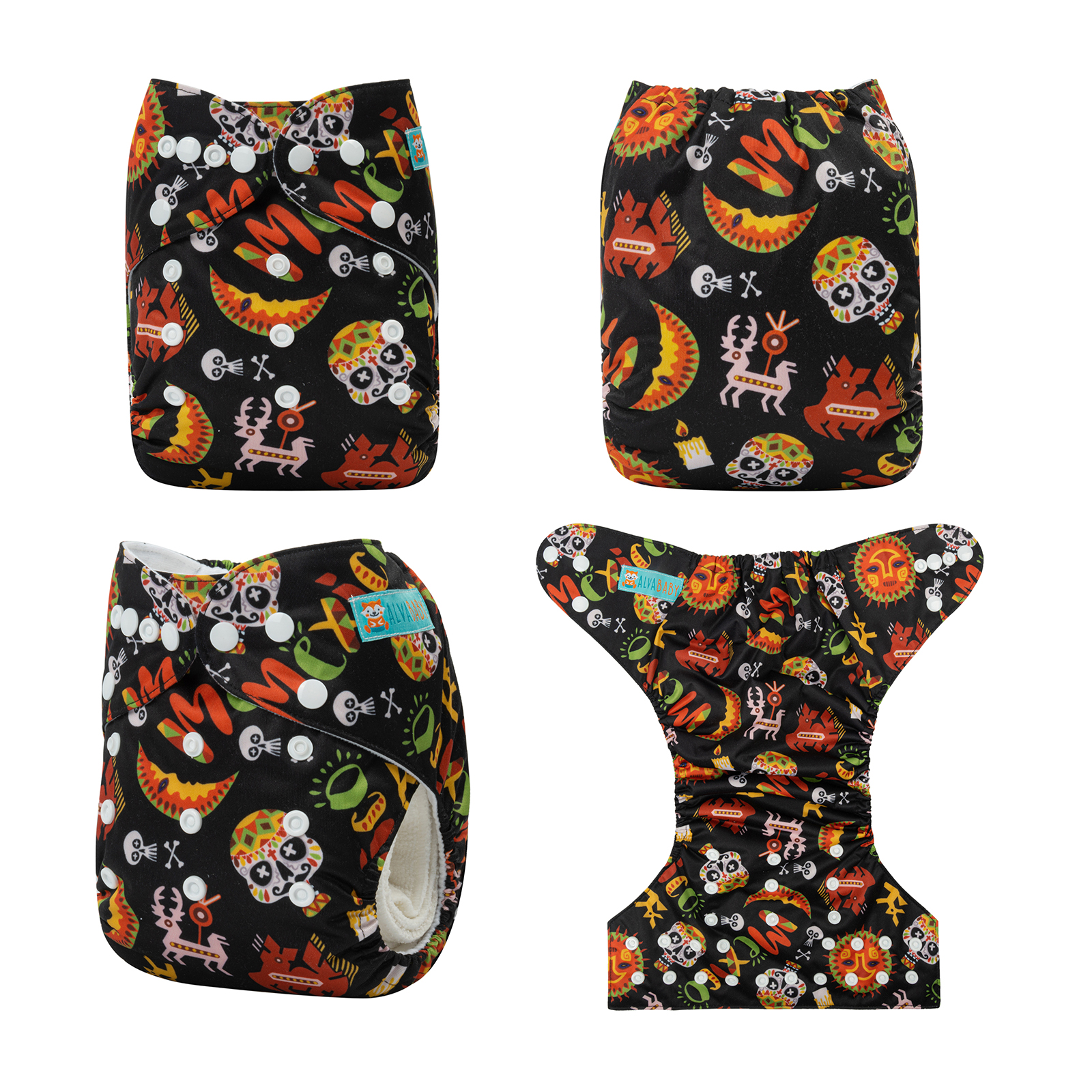 ALVABABY One Size Positioning Printed Cloth Diaper - Sun and ghost (YDP50A)