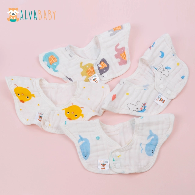 1 set of Muslin 360º Rotate Soft Cotton Baby Bibs -(4MSWZ02A)