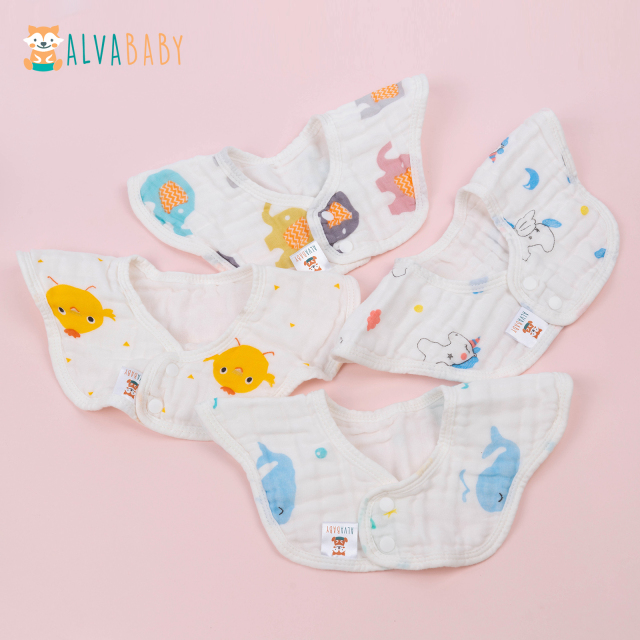 1 set of Muslin 360º Rotate Soft Cotton Baby Bibs -(4MSWZ02A)