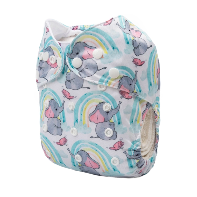 ALVABABY One Size Positioning Printed Cloth Diaper -Elephant (YDP84A)