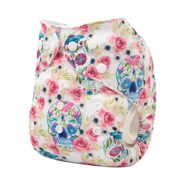 ALVABABY One Size Positioning Printed Cloth Diaper -Grunt and flower (YDP34A)