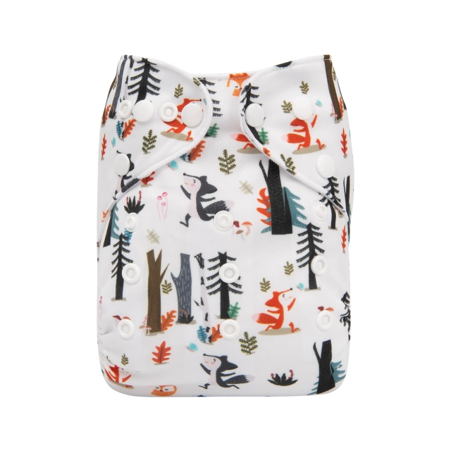 ALVABABY One Size Positioning Printed Cloth Diaper -Fox in the forest(YDP31A)