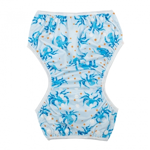 ALVABABY One Size Positioning Printed Swim Diaper -Blue Octopus (DYK64A)