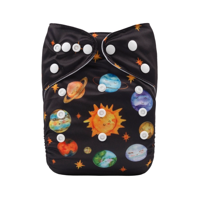 ALVABABY One Size Positioning Printed Cloth Diaper -Planet (YDP95A)