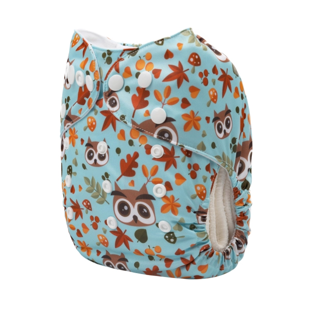 ALVABABY One Size Positioning Printed Cloth Diaper -Owl (YDP81A)