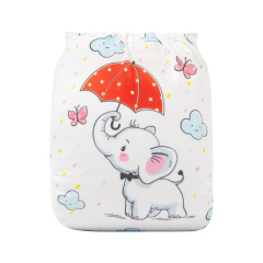 ALVABABY One Size Positioning Printed Cloth Diaper -Elephant (YDP35A)