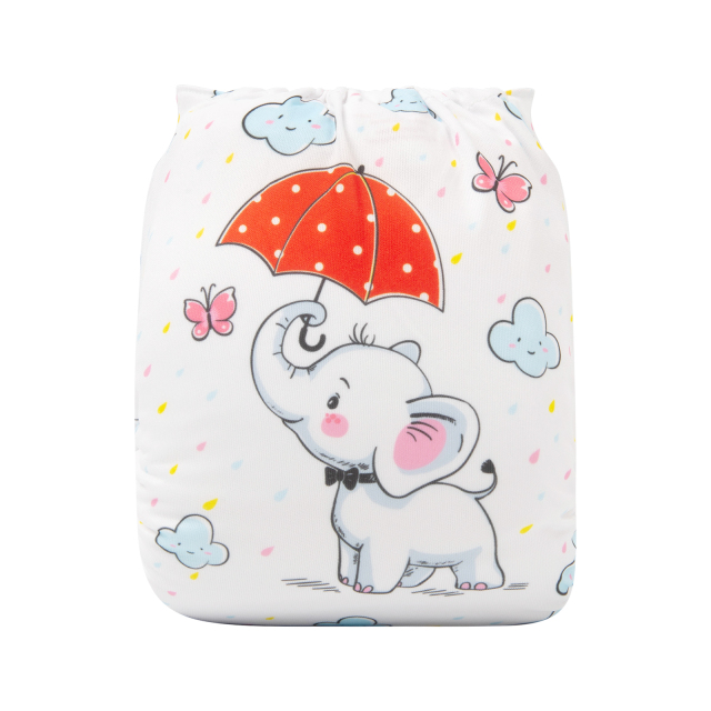 ALVABABY One Size Positioning Printed Cloth Diaper -Elephant (YDP35A)