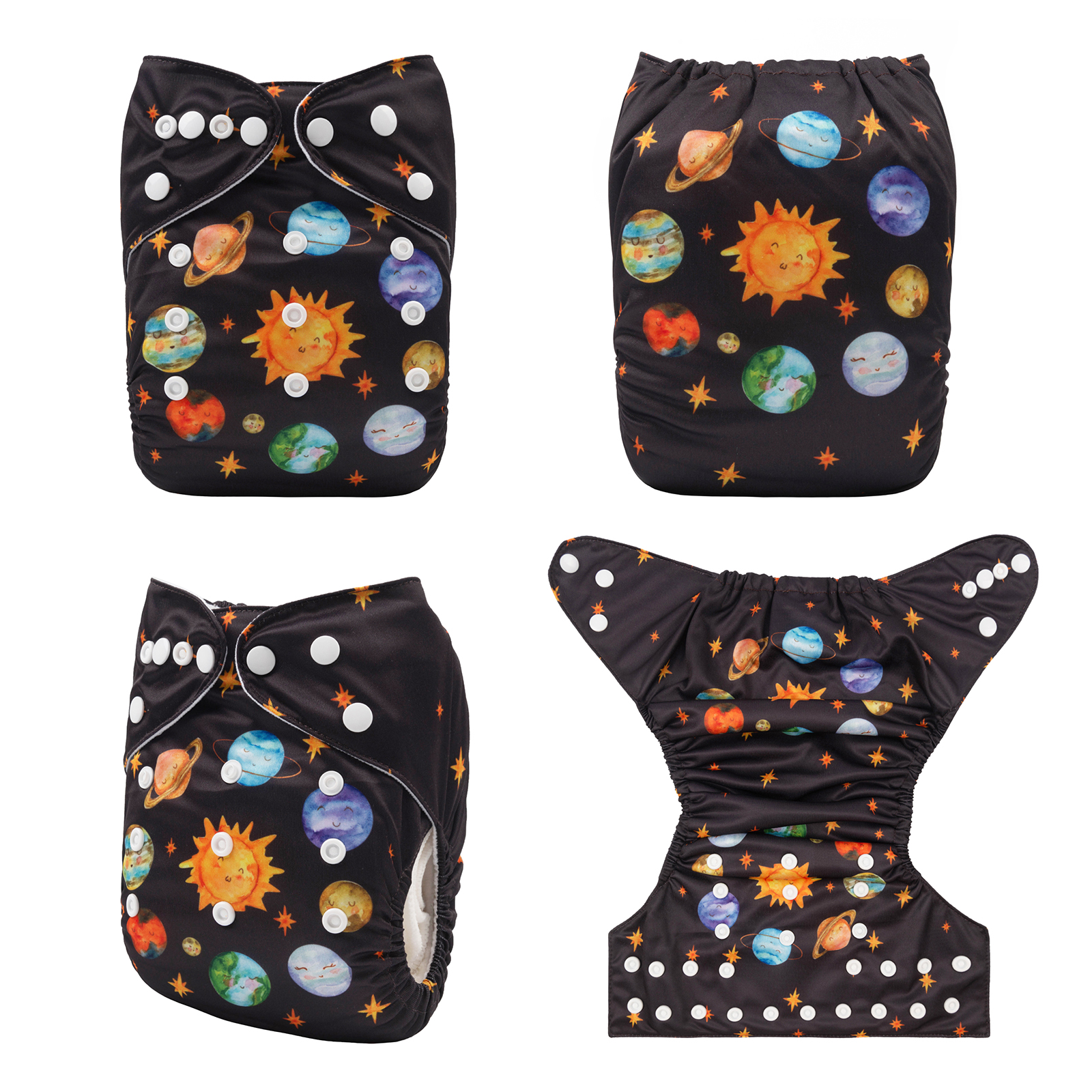 ALVABABY Positioning Cloth Diaper - One Size Adjustable Washable & Reusable Diaper for Babies and Toddlers (Planet, YDP95A)