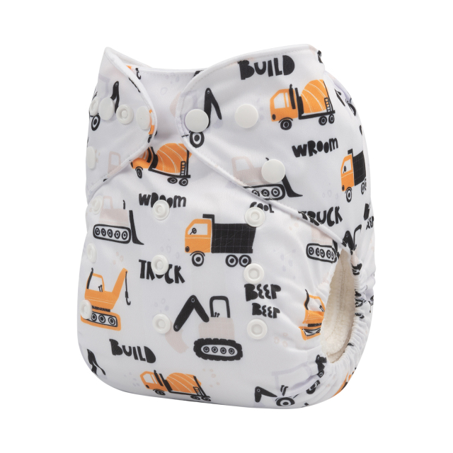 ALVABABY One Size Positioning Printed Cloth Diaper -Truck (YDP59A)
