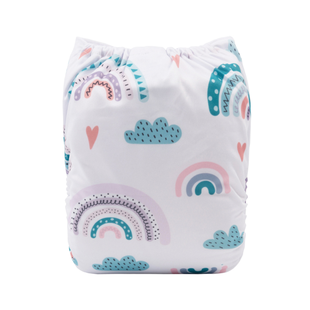 ALVABABY One Size Positioning Printed Cloth Diaper -Rainbow (YDP91A)