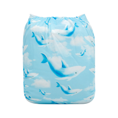 ALVABABY One Size Positioning Printed Cloth Diaper -Dolphin (YDP40A)