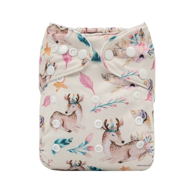 ALVABABY One Size Positioning Printed Cloth Diaper -Elk (YDP43A)