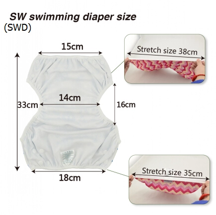 ALVABABY One Size Printed Swim Diaper-Black  (SW14A)