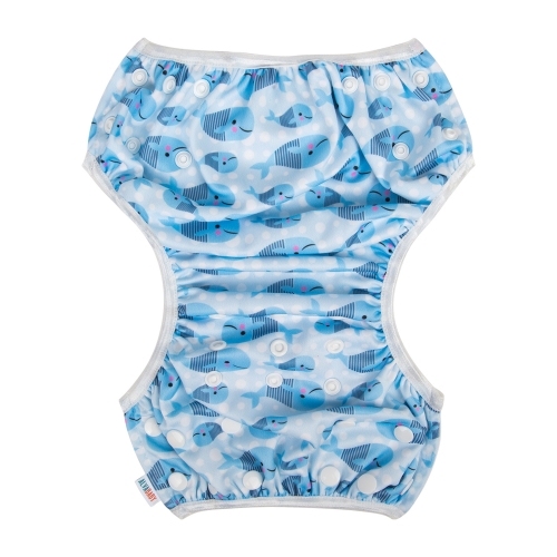ALVABABY One Size Printed Swim Diaper-Cute pink Dolphin  (YK61A)