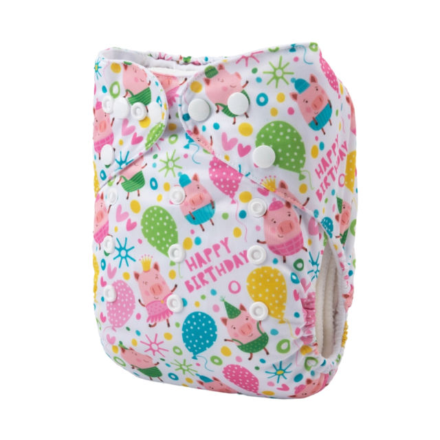 ALVABABY One Size Positioning Printed Cloth Diaper -Piggy and pilling (YDP99A)