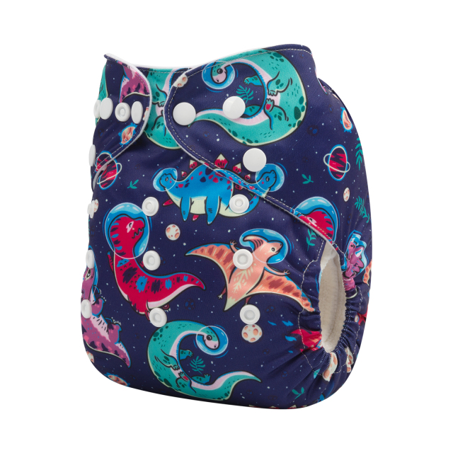 ALVABABY One Size Positioning Printed Cloth Diaper -Dinosaur (YDP58A)