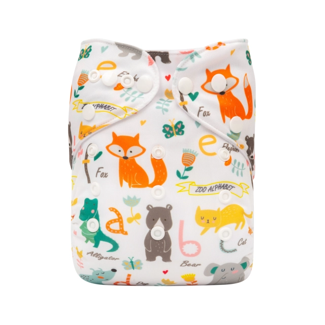 ALVABABY One Size Positioning Printed Cloth Diaper -Animals(YDP29A)