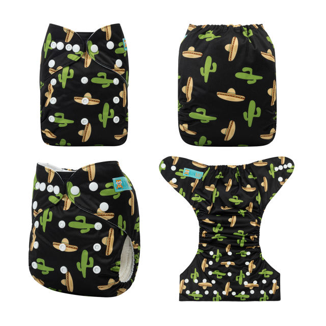 ALVABABY One Size Positioning Printed Cloth Diaper -Cactus (YDP46A)