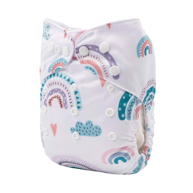 ALVABABY One Size Positioning Printed Cloth Diaper -Rainbow (YDP91A)