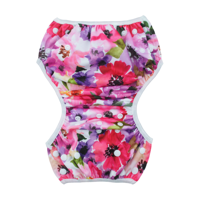 ALVABABY One Size Printed Swim Diaper -Purple flowers (SW-H065A)