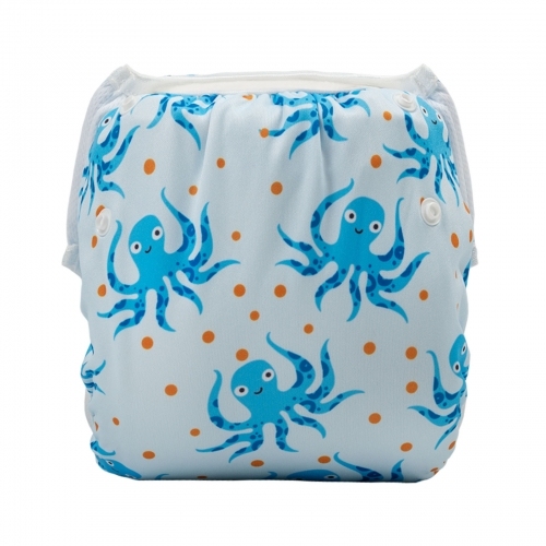 ALVABABY One Size Positioning Printed Swim Diaper -Blue Octopus (DYK64A)