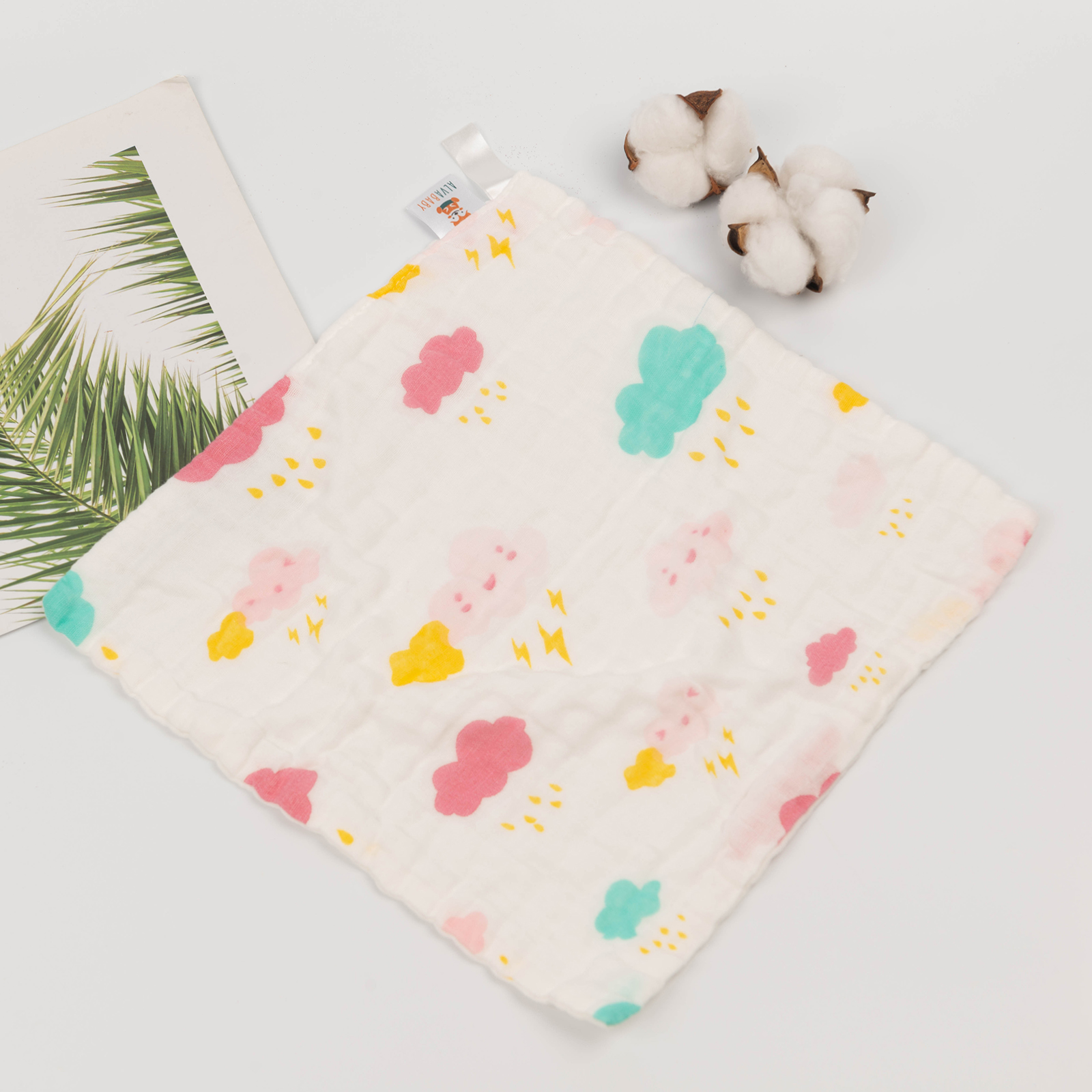 1 set of Muslin Washcloth,Burp Cloths,Face Towels -(5MSFJ022A)