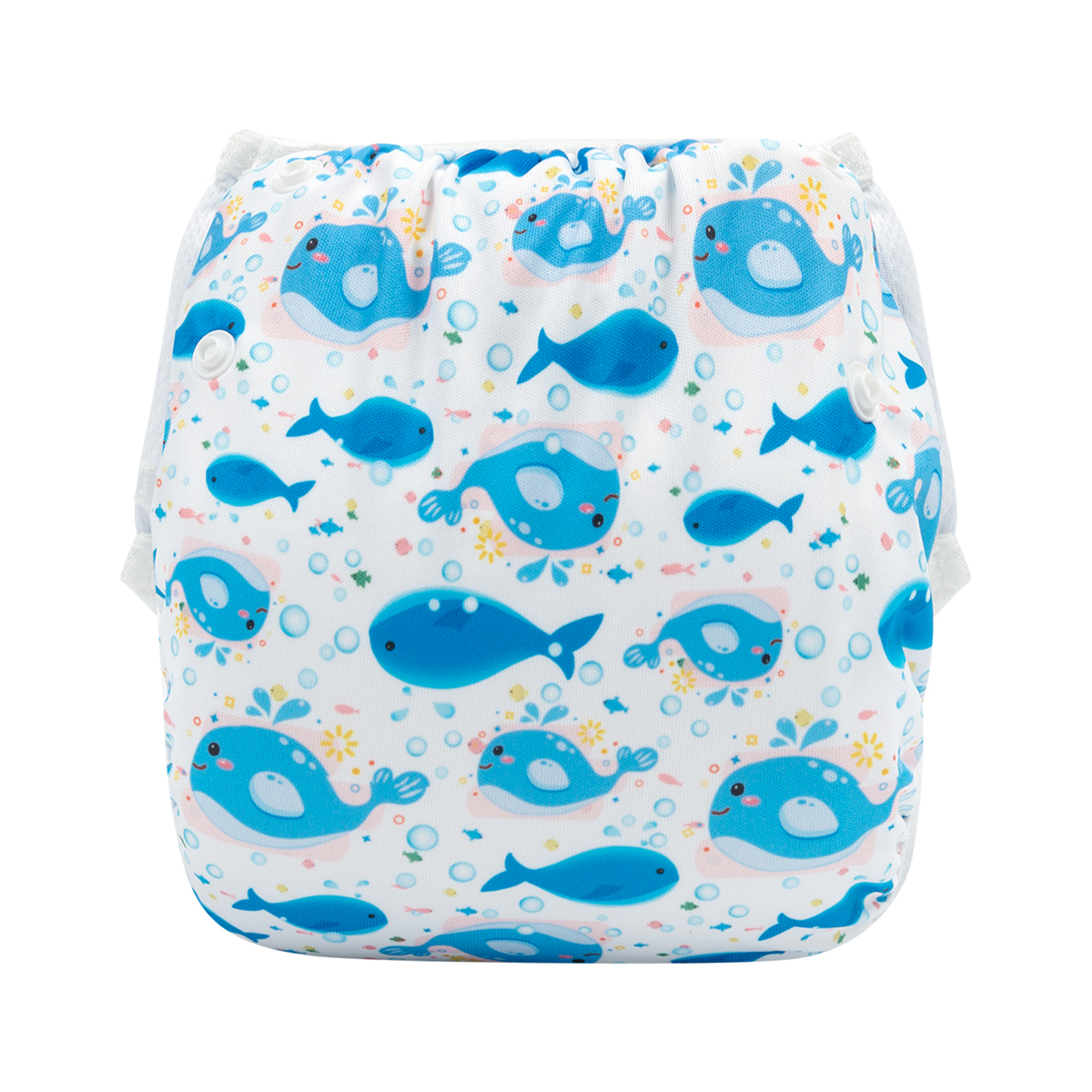 ALVABABY Reusable Swim Diaper - Adjustable One Size Swimwear for Infants & Toddlers (Dolphins, SW99A)