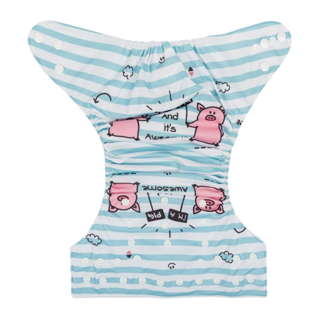 ALVABABY One Size Positioning Printed Cloth Diaper -Pig (YDP41A)