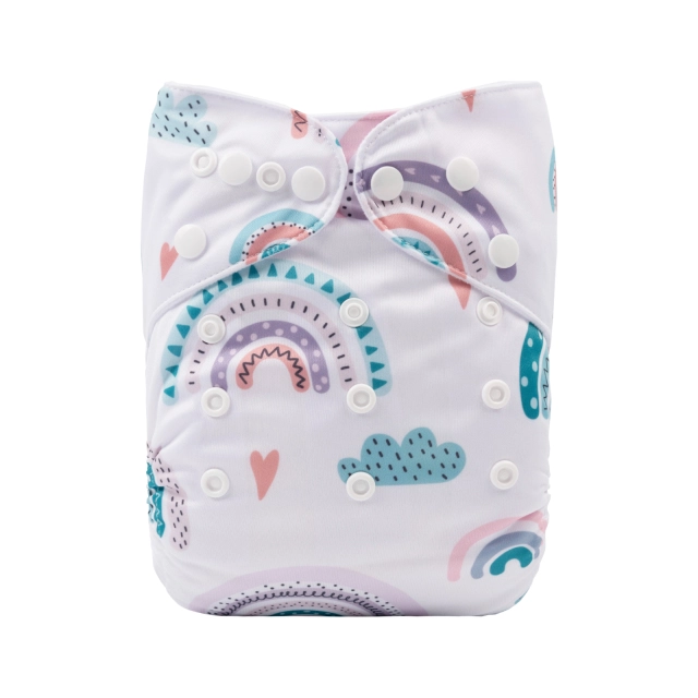 ALVABABY One Size Positioning Printed Cloth Diaper -Rainbow (YDP91A)