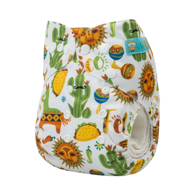ALVABABY One Size Positioning Printed Cloth Diaper -Sun and horse (YDP49A)