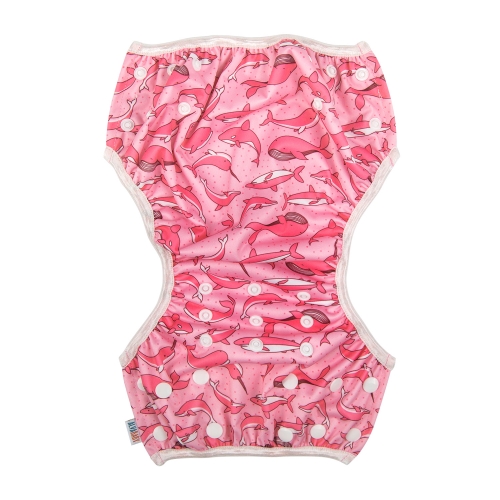 ALVABABY Reusable Swim Diaper - Adjustable One Size Swimwear for Infants & Toddlers (Cute pink dolphin YK48A)