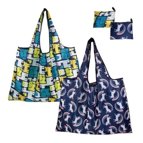 ALVABABY 2pcs Cloth Shopping Bag,Reusable Foldable Washable Grocery Bag (GW0102A)