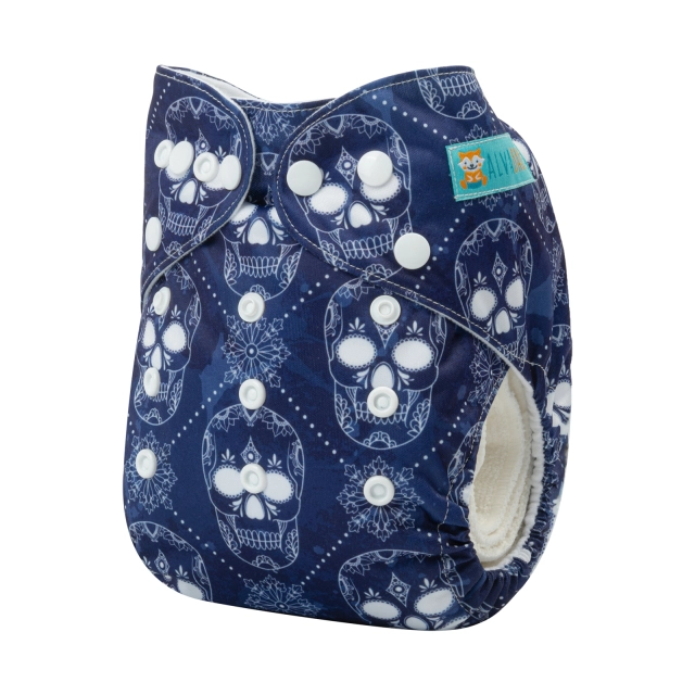 ALVABABY One Size Positioning Printed Cloth Diaper - Skull (YDP55A)