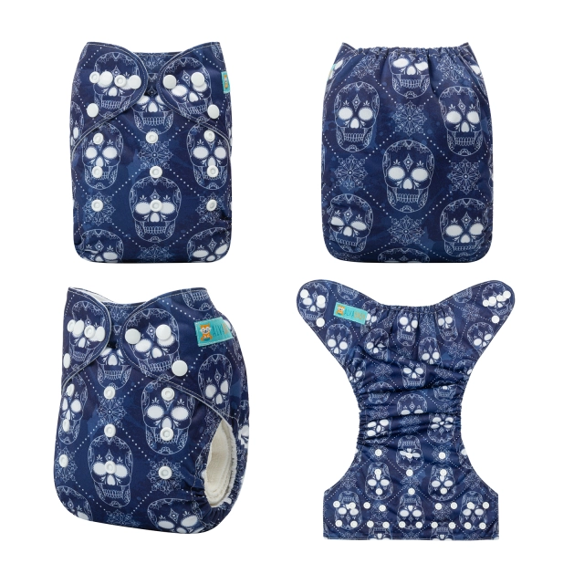 ALVABABY One Size Positioning Printed Cloth Diaper - Skull (YDP55A)