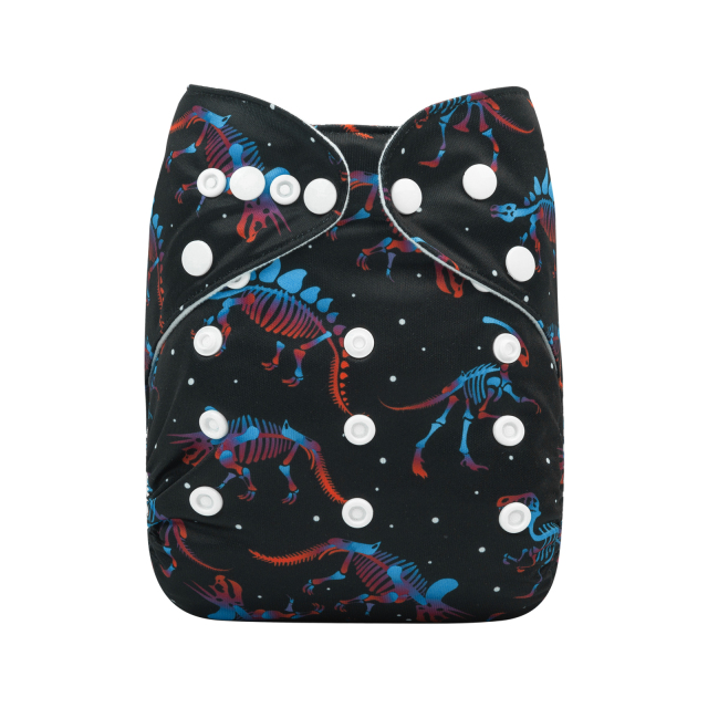 ALVABABY One Size Positioning Printed Cloth Diaper -Dinosaur (YDP64A)