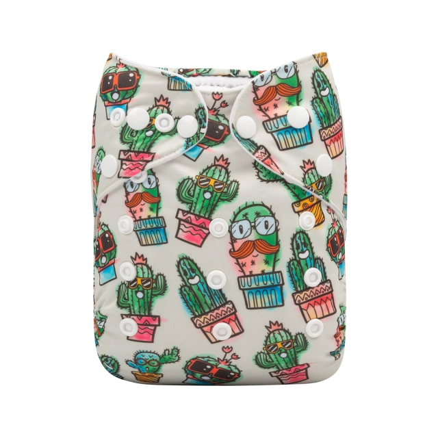 ALVABABY One Size Positioning Printed Cloth Diaper -Cactus (YDP60A)
