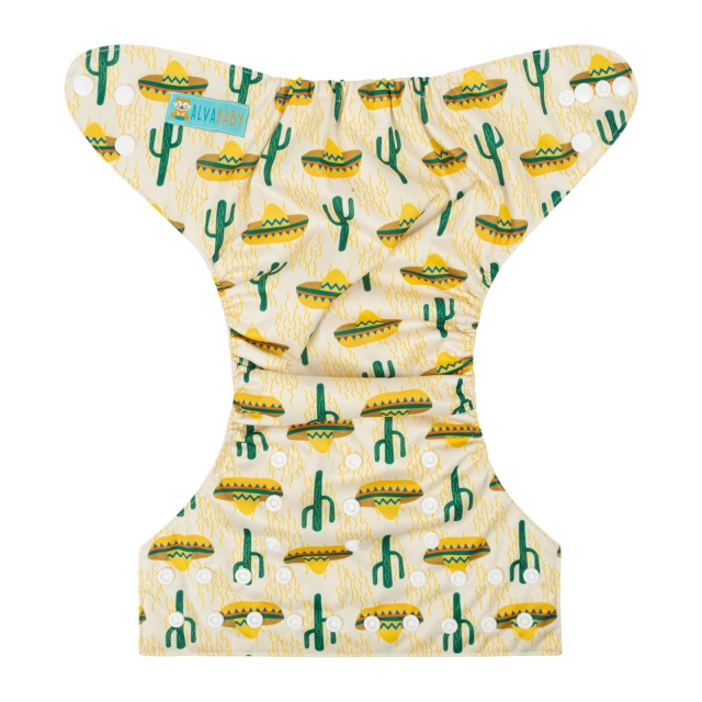 ALVABABY One Size Positioning Printed Cloth Diaper -Cactus (YDP48A)