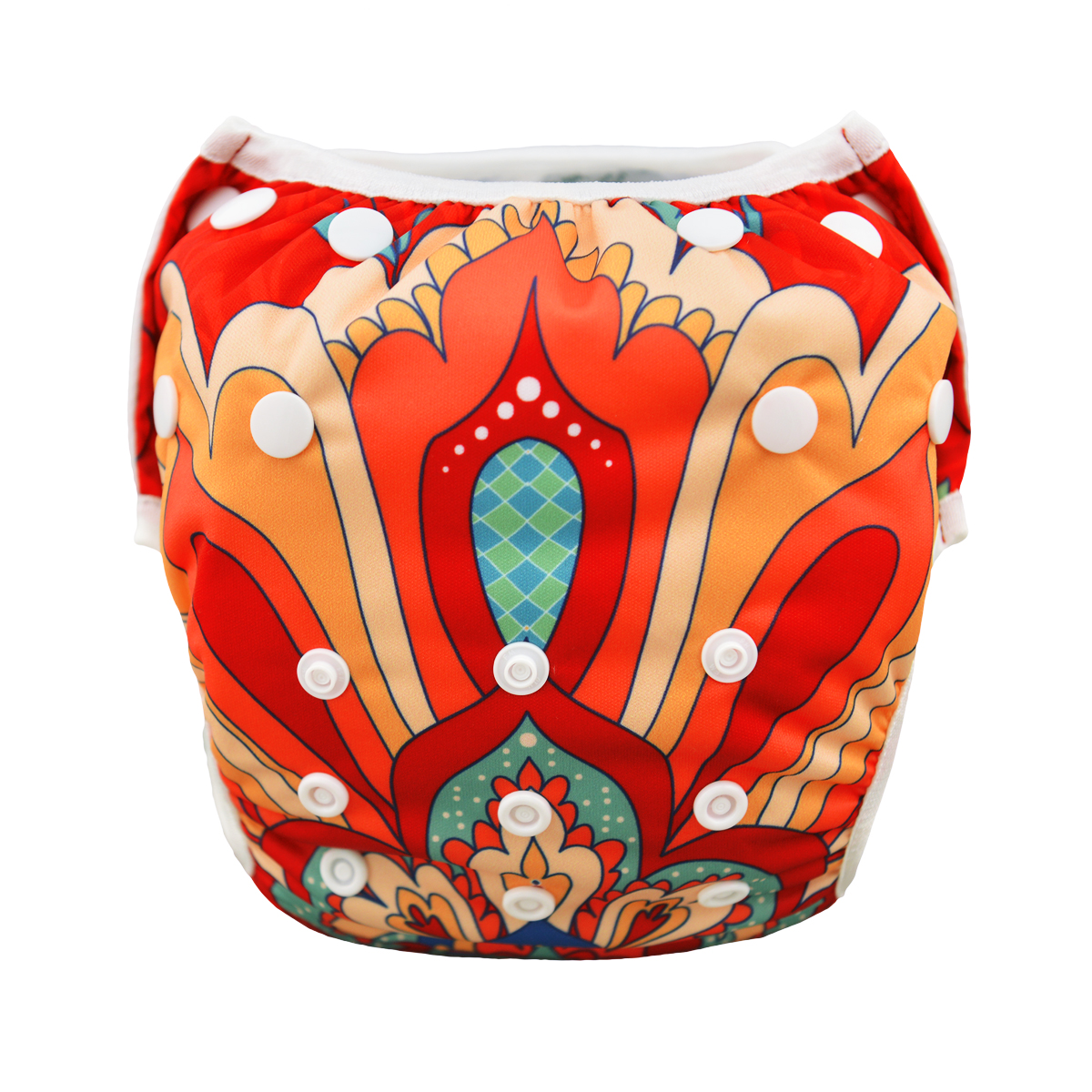 ALVABABY Reusable Swim Diaper - Adjustable One Size Swimwear for Infants & Toddlers (Blue and Orange, SWD47A)