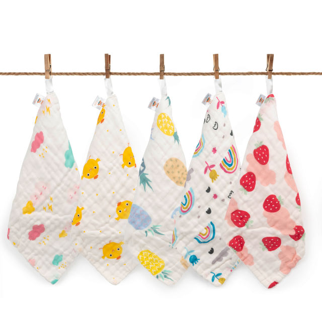 1 set of Muslin Washcloth,Burp Cloths,Face Towels -(5MSFJ02A)