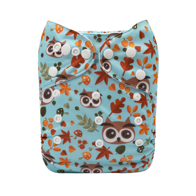 ALVABABY One Size Positioning Printed Cloth Diaper -Owl (YDP81A)