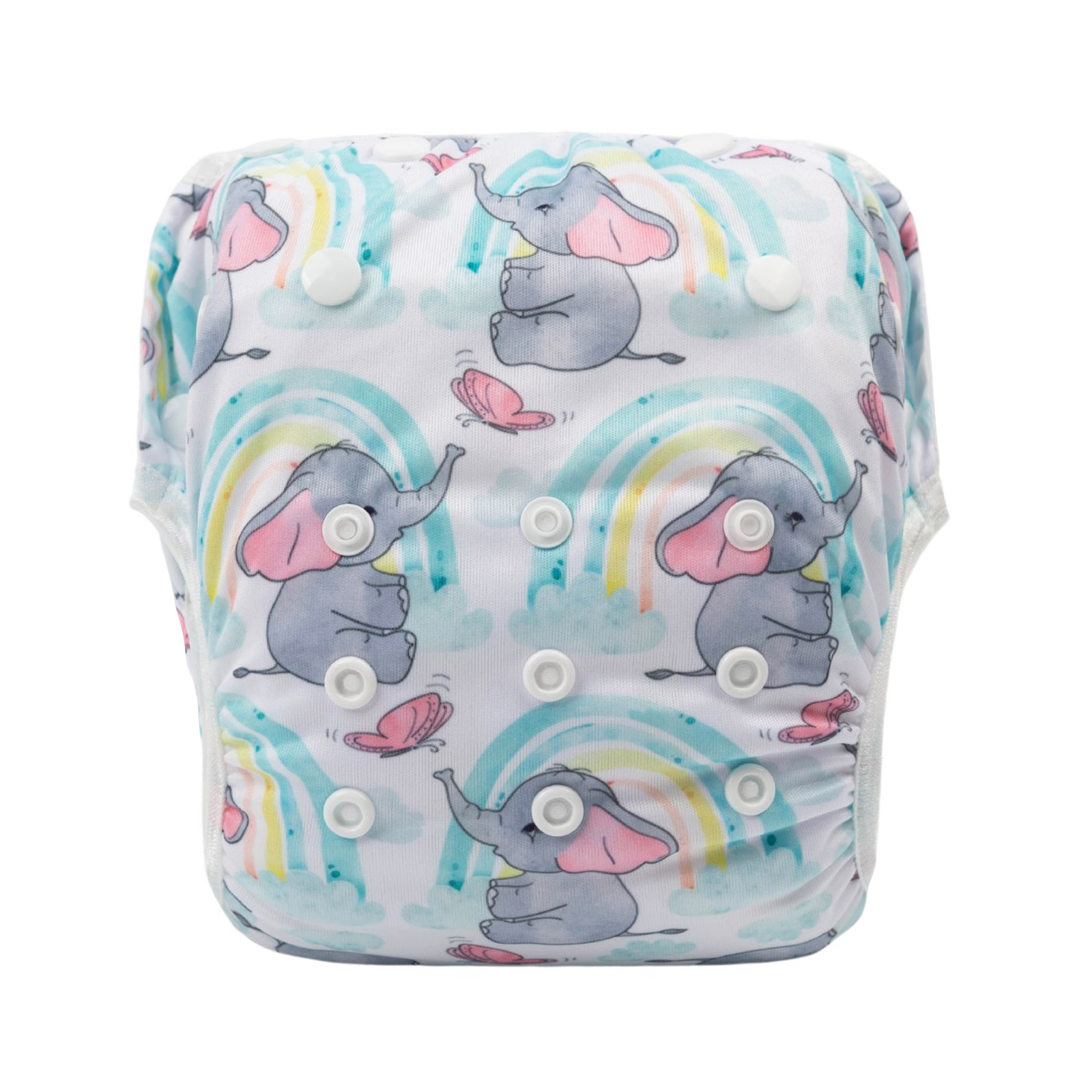 ALVABABY Reusable Swim Diaper - Adjustable One Size Swimwear for Infants & Toddlers (Blue elephant, SWD78A)