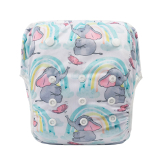 ALVABABY One Size Positioning  Printed Swim Diaper -Blue elephant (SWD78A)