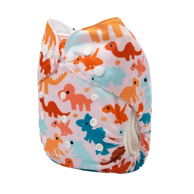 ALVABABY One Size Positioning Printed Cloth Diaper -Dinosaur (YDP79A)