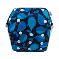 ALVABABY One Size Printed Swim Diaper -whales (SW66A)