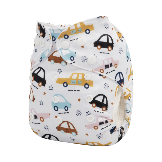 ALVABABY One Size Positioning Printed Cloth Diaper -Car (YDP57A)