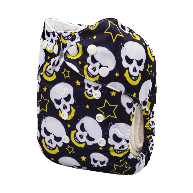 ALVABABY One Size Positioning Printed Cloth Diaper -Skull (YDP82A)