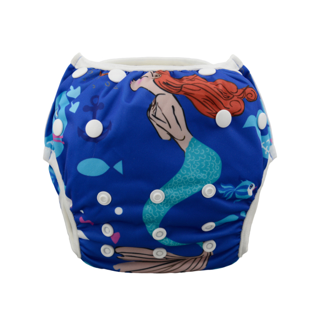 ALVABABY One Size Positioning  Printed Swim Diaper -Mermaid (SWD13A)