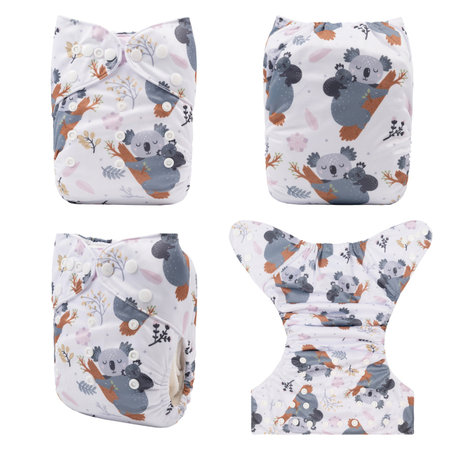 ALVABABY One Size Positioning Printed Cloth Diaper -Koala (YDP92A)