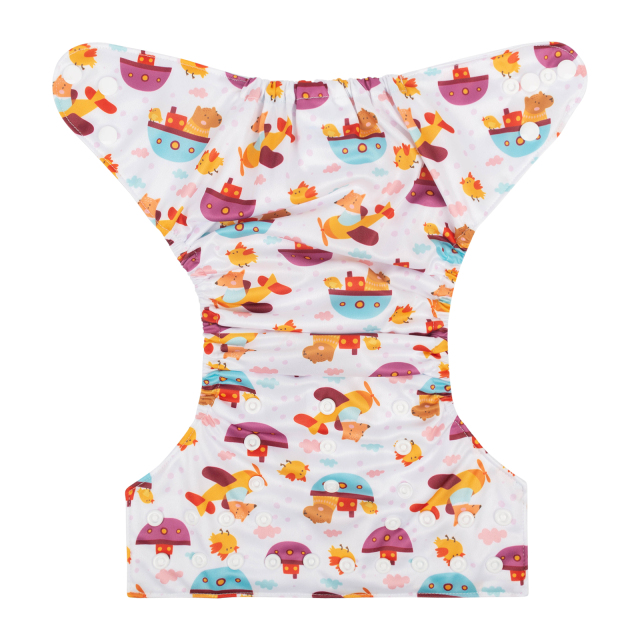 ALVABABY One Size Positioning Printed Cloth Diaper -Bear and chick (YDP67A)